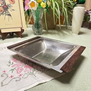 Kalmar Danish Stainless Steel Tray with Teak Handles – Mid-Century Modern 1960s